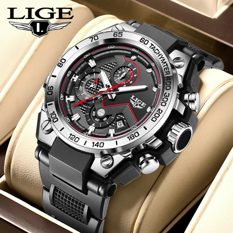 

LIGE 2025 новые роскошные часы мужские модные спортивные военные мужские часы 30 м водостойкий хронограф кварцевые наручные часы Reloj Hombre