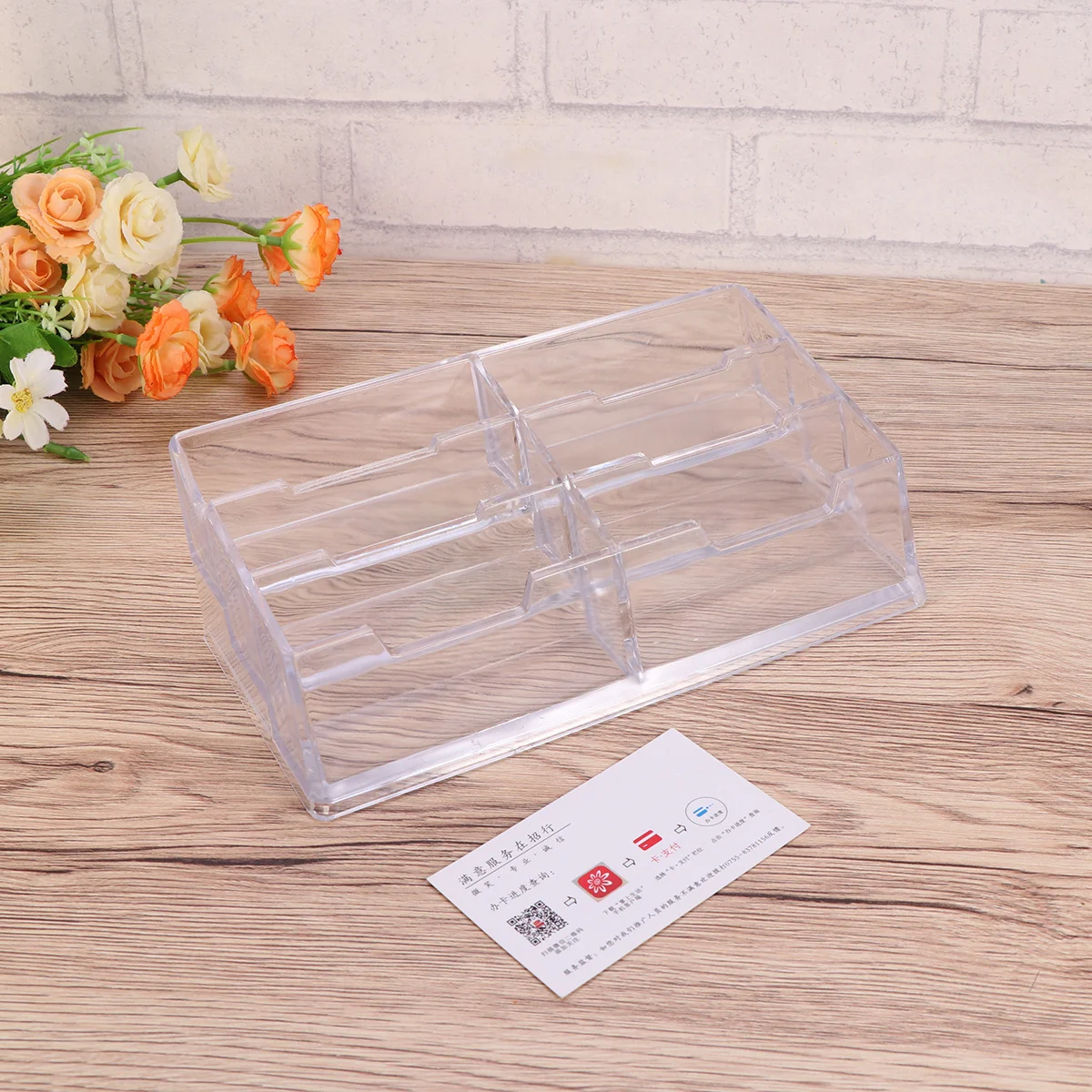 

Acrylic Business Card Holder Six Slots Stylish Desktop Office Supplies Cards Organizer Name Holder Cards Organizer