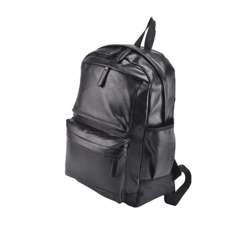 Men Women Laptop Backpack Large Leather Waterproof Travel Rucksack School Black Bag Soft New Adjustable Straps Backpacks