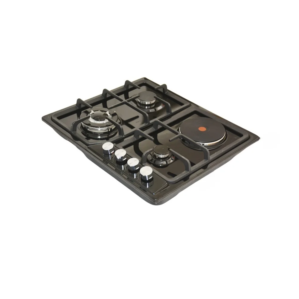 

Table Top Built-In Black Glass Panel 4 Burner Smart Glass Top Gas Stove for Kitchen