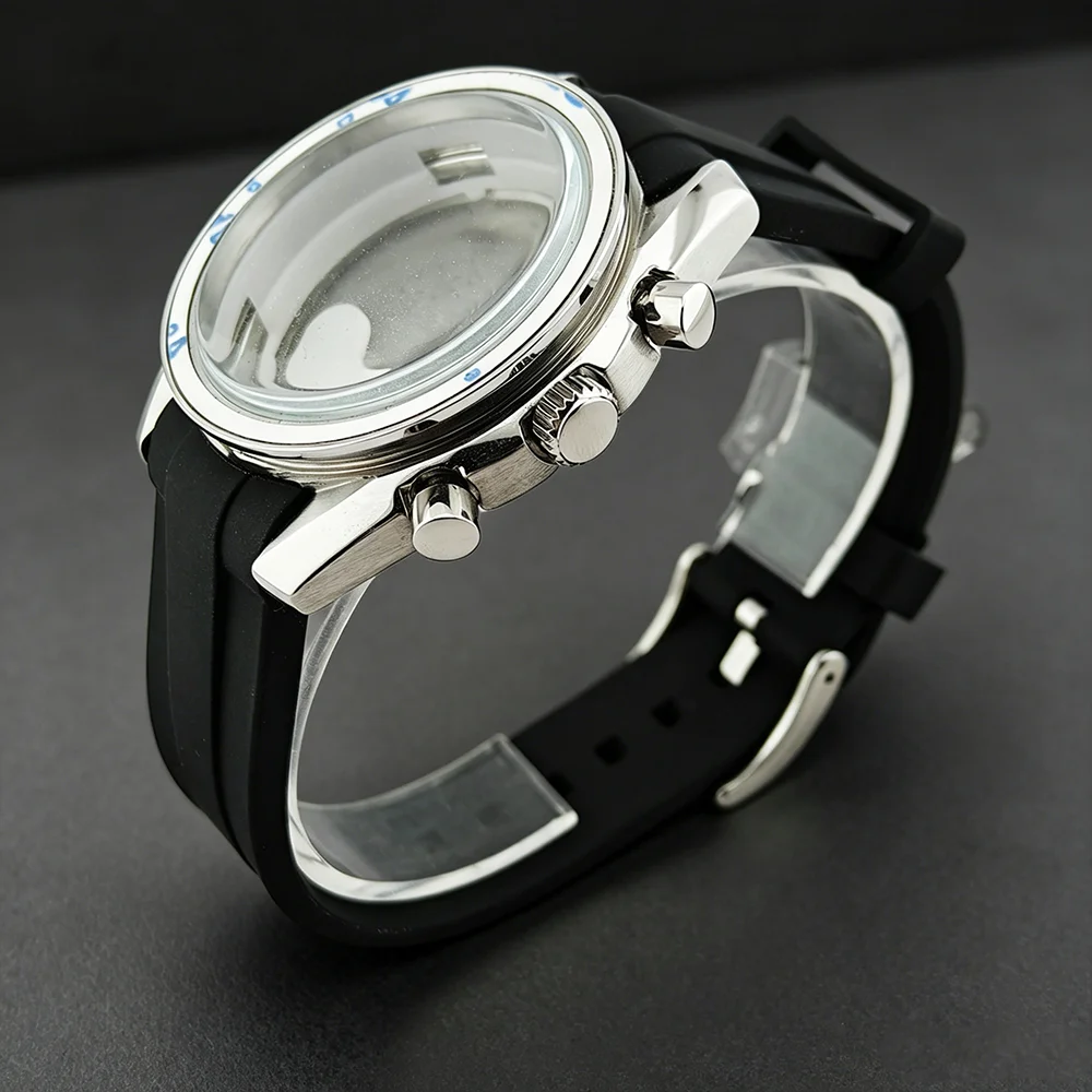 Metal Case VK63 Case Watch Rubber Strap 39.7mm Moon Watch  Suitable for 32.5mm VK63 Dial Fits For Speed Master VK63 Cas