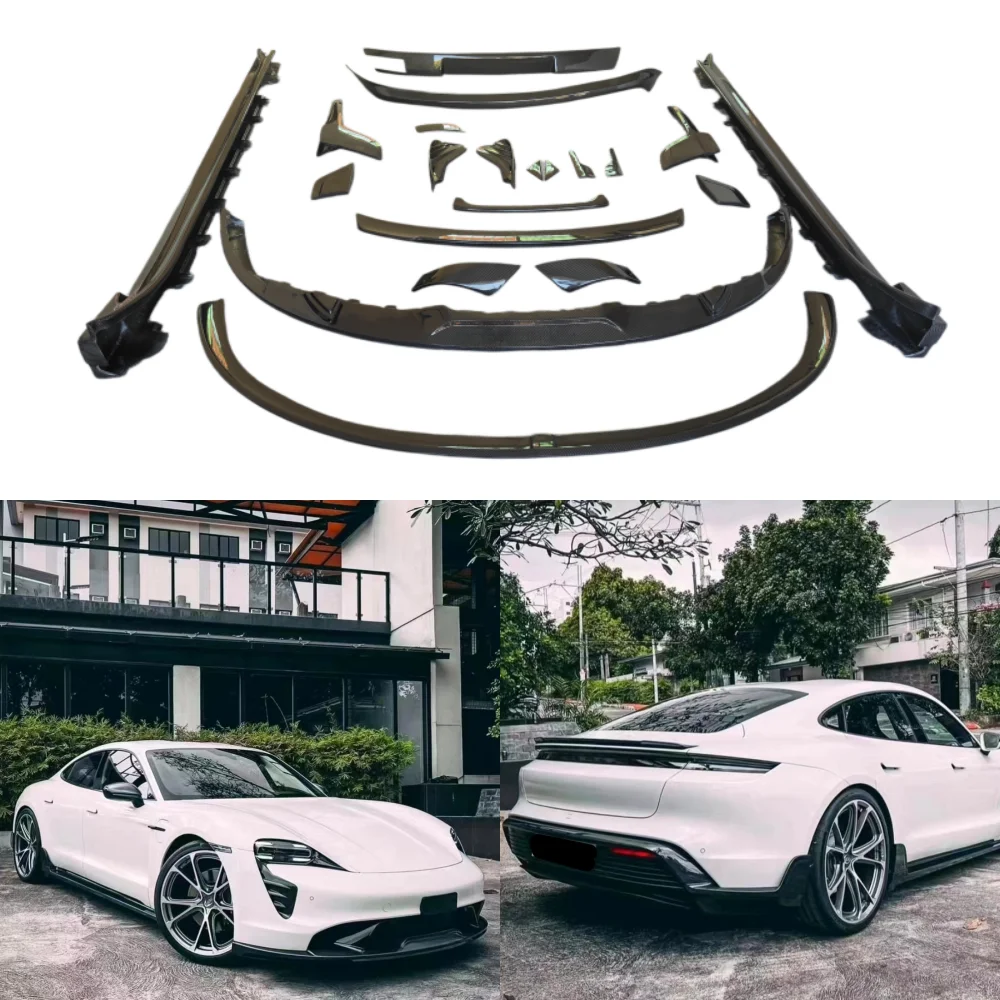 T-style Carbon Fiber Body Kit for Porsche Taycan Upgrade, Front Lip Rear Diffuser Side Skirt Spoiler, Custom Car Kit Car Tools