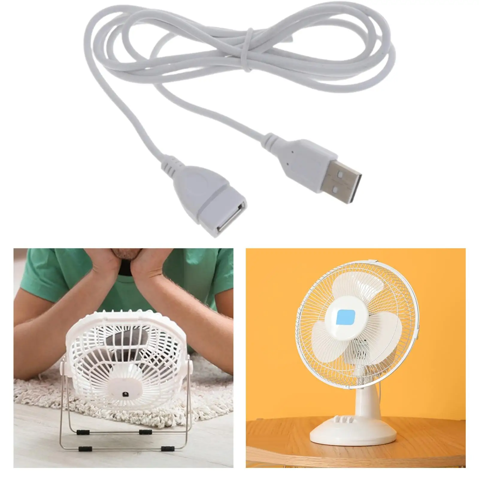 USB Hub Extension Cable 150cm for Small Electronics LED Light Fan Power and Data Transfer White