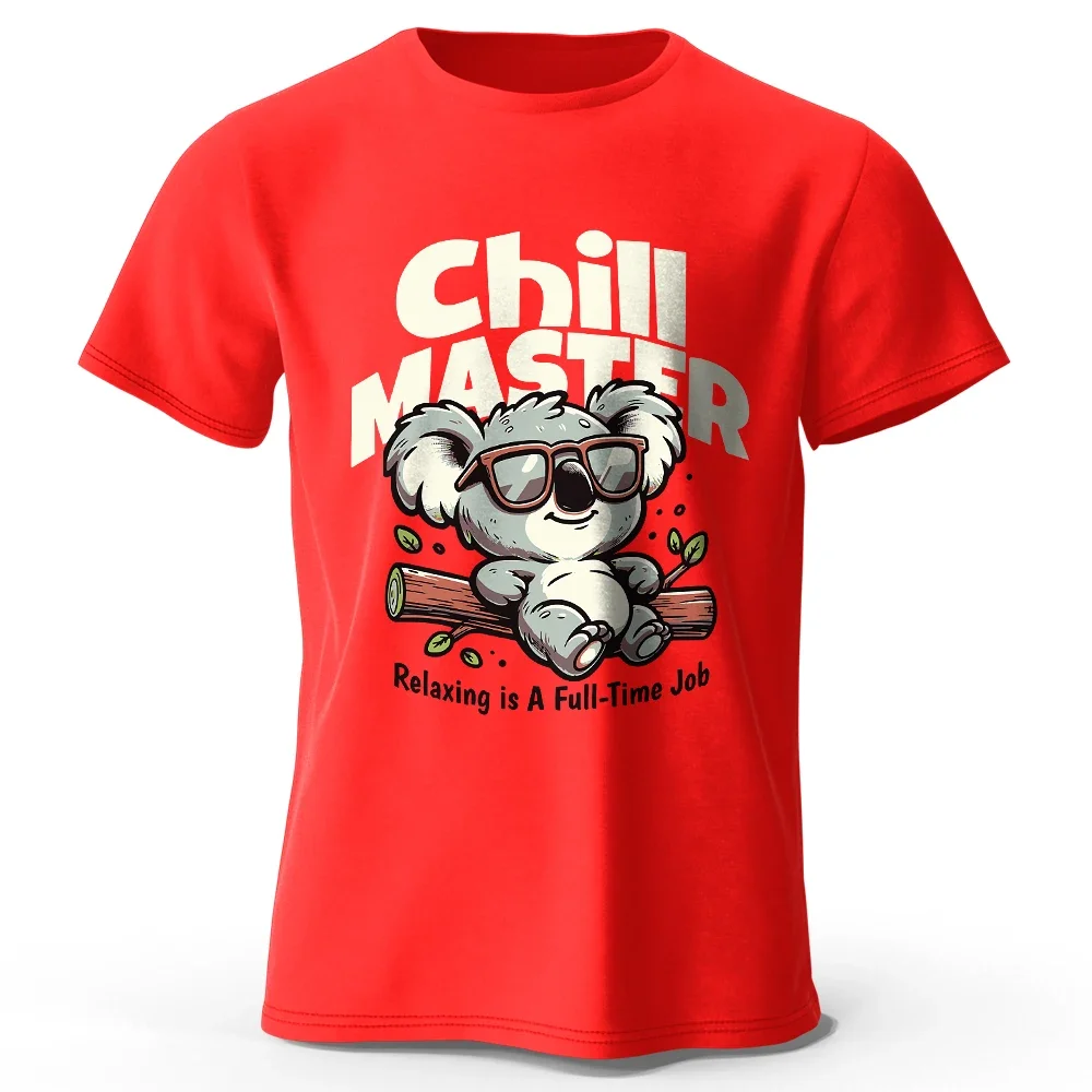 

Summer men's 100% pure cotton Koala print casual T-shirt, comfortable round-neck short-sleeved top