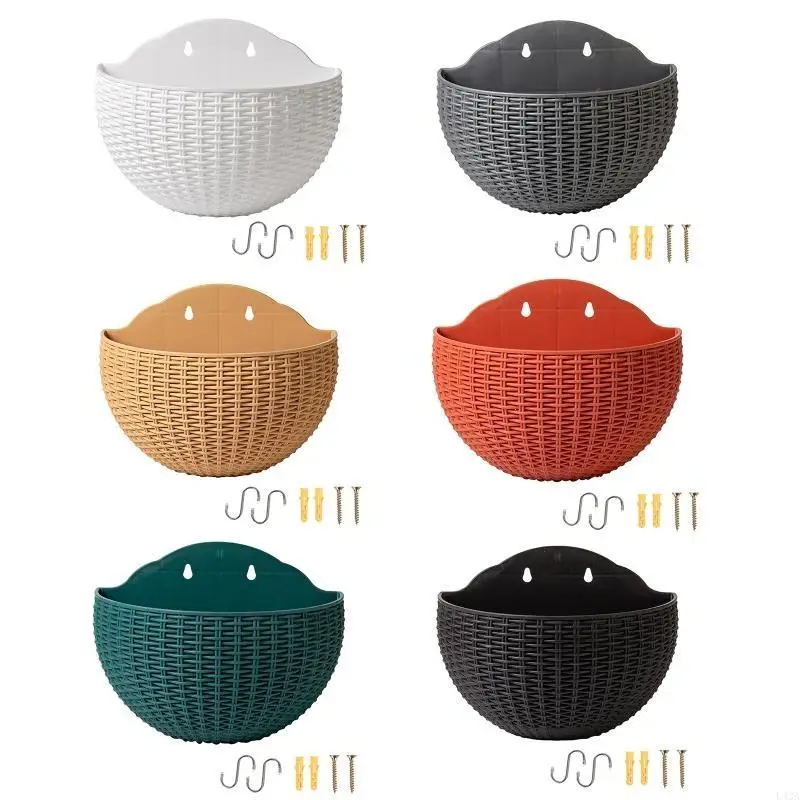 L43A Flower Pot Exquisite Wall-mounted Plastic Wall Hanging Basket Flowerpot Decor