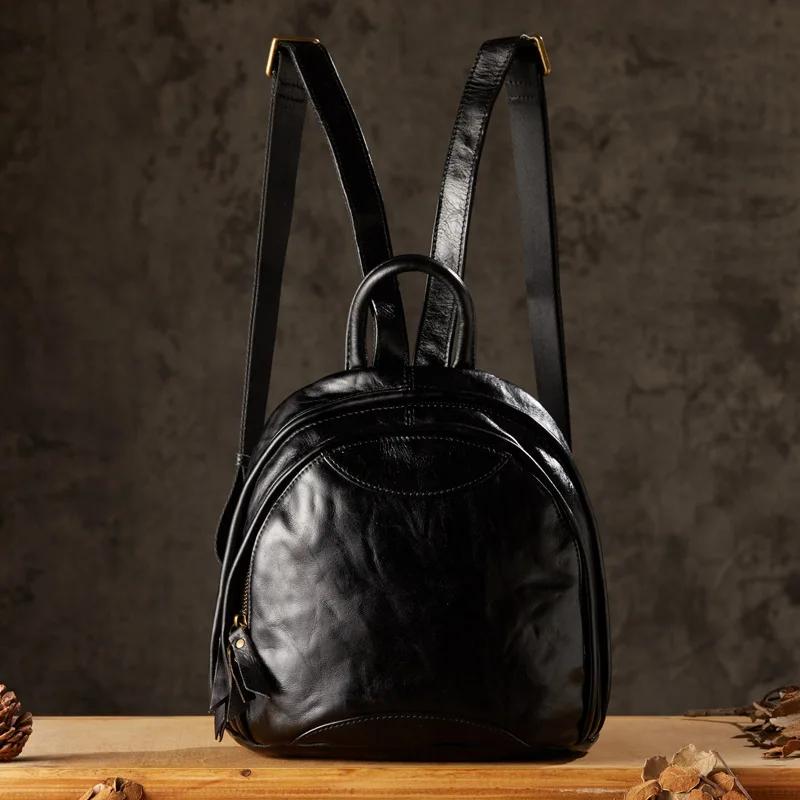 

Handmade vegetable tanned first layer cowhide backpack women's fashion versatile leather casual commuter mini small backpack sim