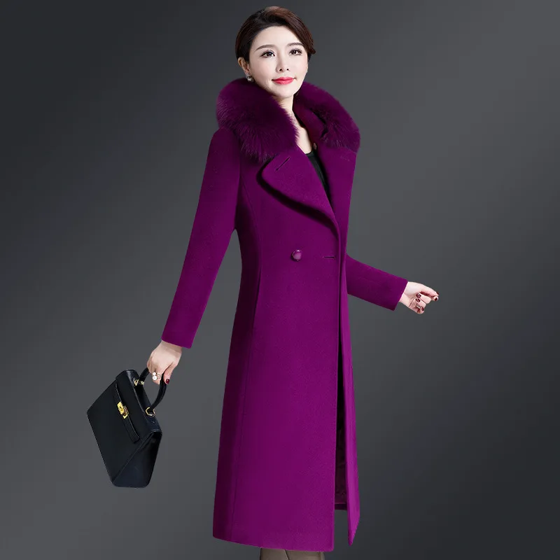 Factory direct sales middle-aged women's wool jacket 2022 new Korean version mother clothing medium and long models, quality