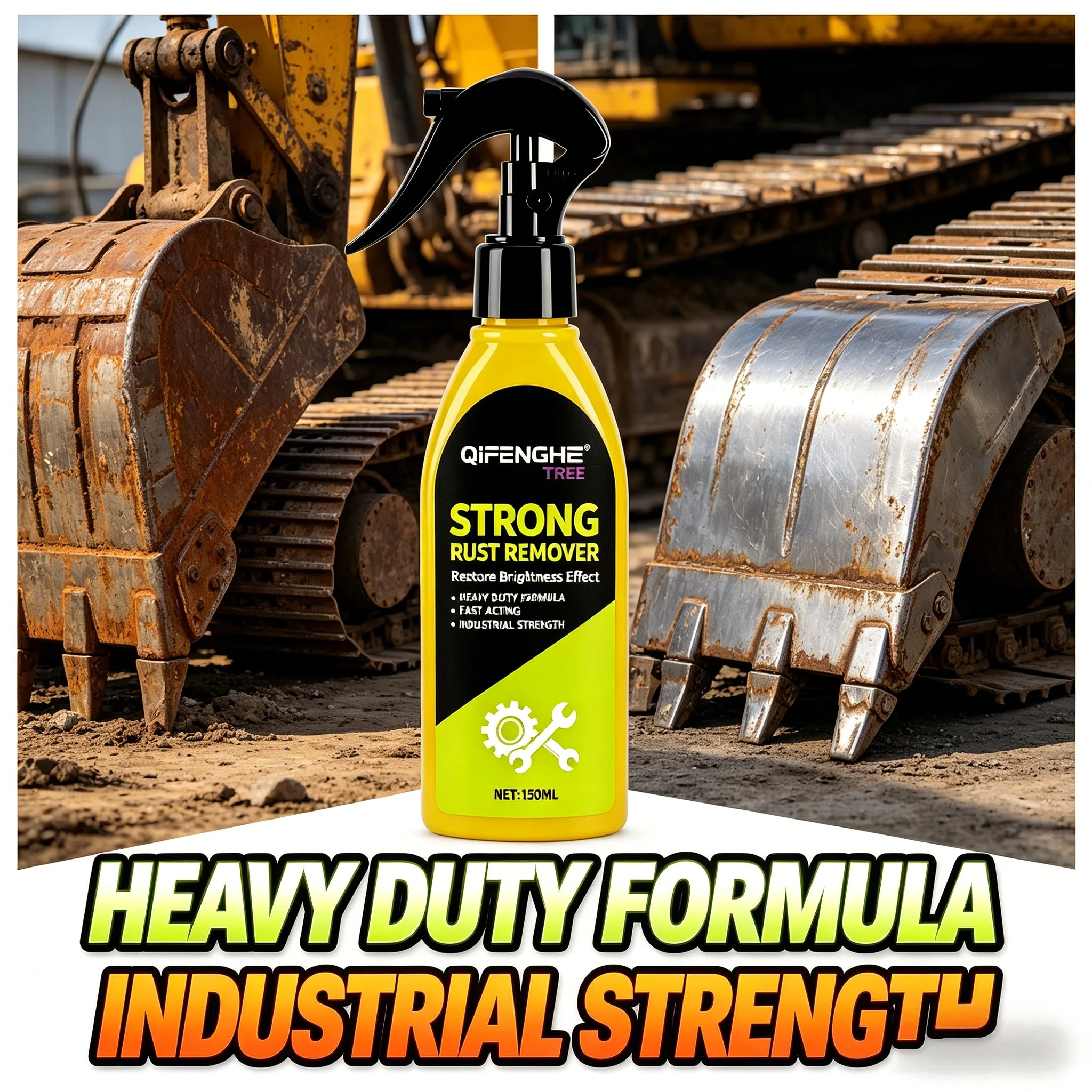 QiFENGHE® 150ML Powerful Rust Remover Spray Restore Brightness Effect Metal Cleaner for Car Rims Chrome Iron Gate Rust Removal