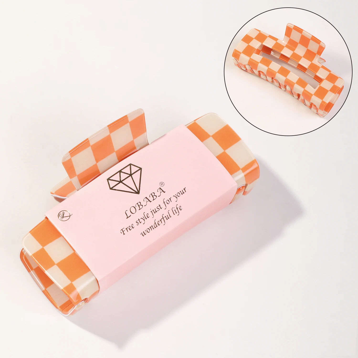 1Pcs Pink Checkered Large Hair Claw Clip for Women Girl,Cute Strong Hold Clip,Y2K Hair Barrettes Hair Accessories for Thick Hair