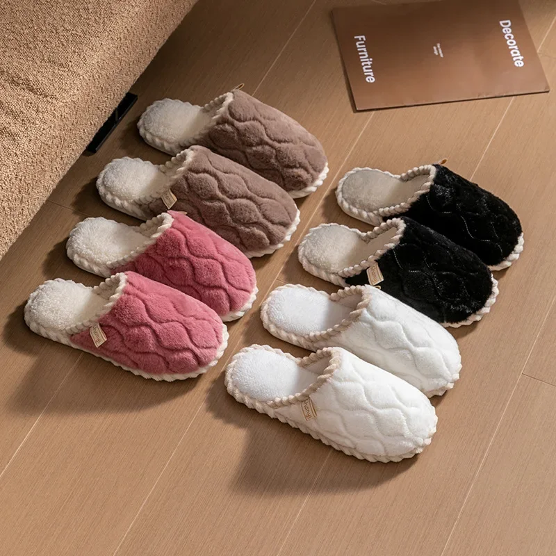 Cotton Slippers for Women Suitable for Spring Autumn Living Indoor Anti Slip Home Warm Home Couple Winter Furry Men Slippers