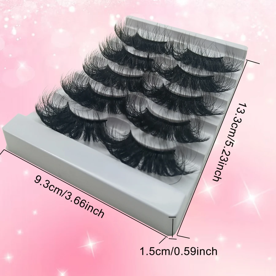 5 pairs of 25mm super fluffy false eyelashes, artificial thick fluffy eyelashes, naturally extending fluffy and vivid eye makeup