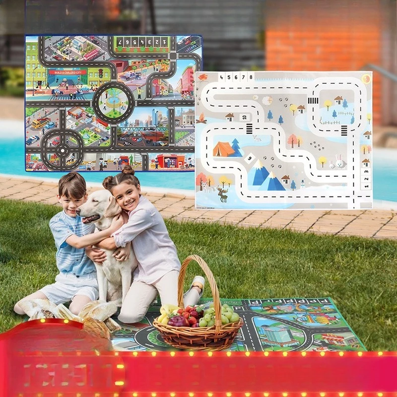 

Детский игровой коврик для улицы и дома, 11 видов, утолщенный, с английской разметкой дорожных знаков, для парковки и пикника