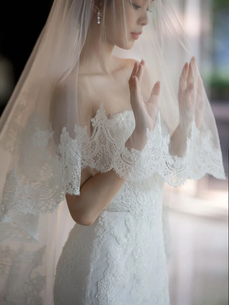

Ele Fi Tail Wedding Dr New 2025 Bridal Gown Light Luxury Lace Mermaid Ouound Gown with Ribbon Detail for Hotel Indoor