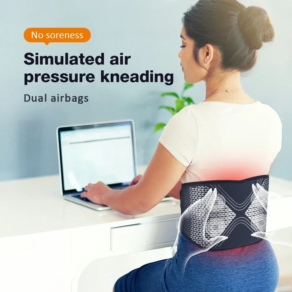 Hot Compress Belt Electric Waist Massage Heating Pad Graphene Intelligent Warm Vibration Air Pressure Kneading Back Massager
