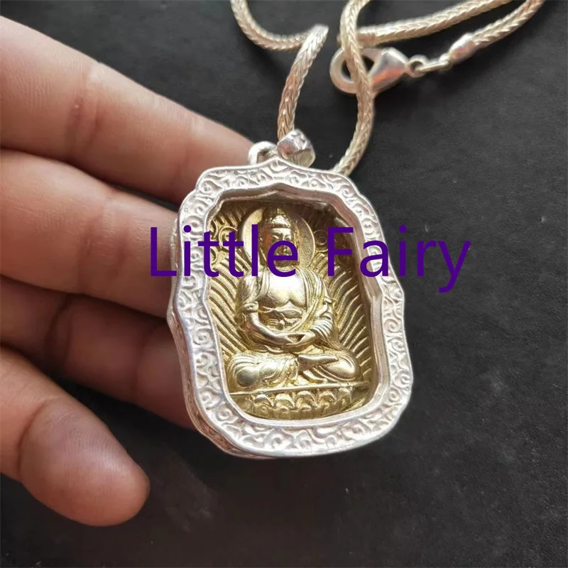 

Little Fairy/ Antique Tibetan Silver Seiko Inlaid Brass Sakyamuni Necklace Pendant Fashion Personalized Men Women Couples Gift