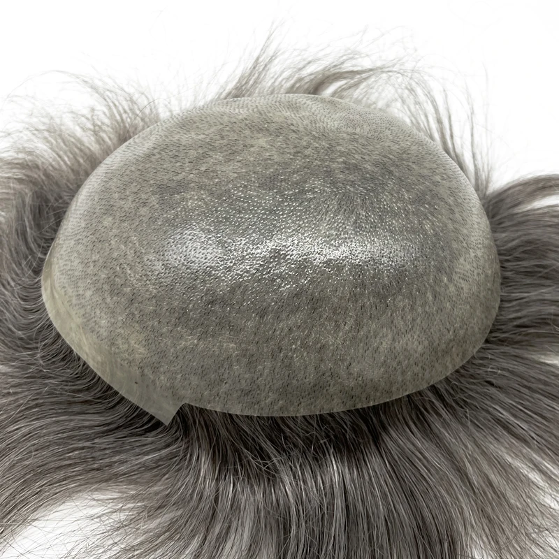 Wholesale 120% Density Thin Skin Base Hairpiece 100% Human Hair Toupee For Men PU Hair Toupee