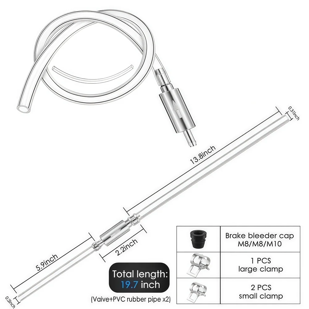 1Pc One-Way Car Oil Brake Clutch Pipe Kit Universal Non-Return Check Valve Fluid Bleeder Hose with Cap For Vehicle Motorcycle