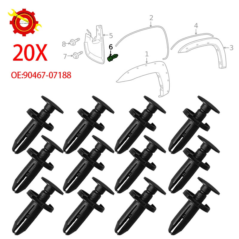 20Pcs 6504521 For Ford For Chrysler Voyager 300c Dodge Nitro Toyota Car Bumper Retainer Fasteners Fixing Clips Accessories