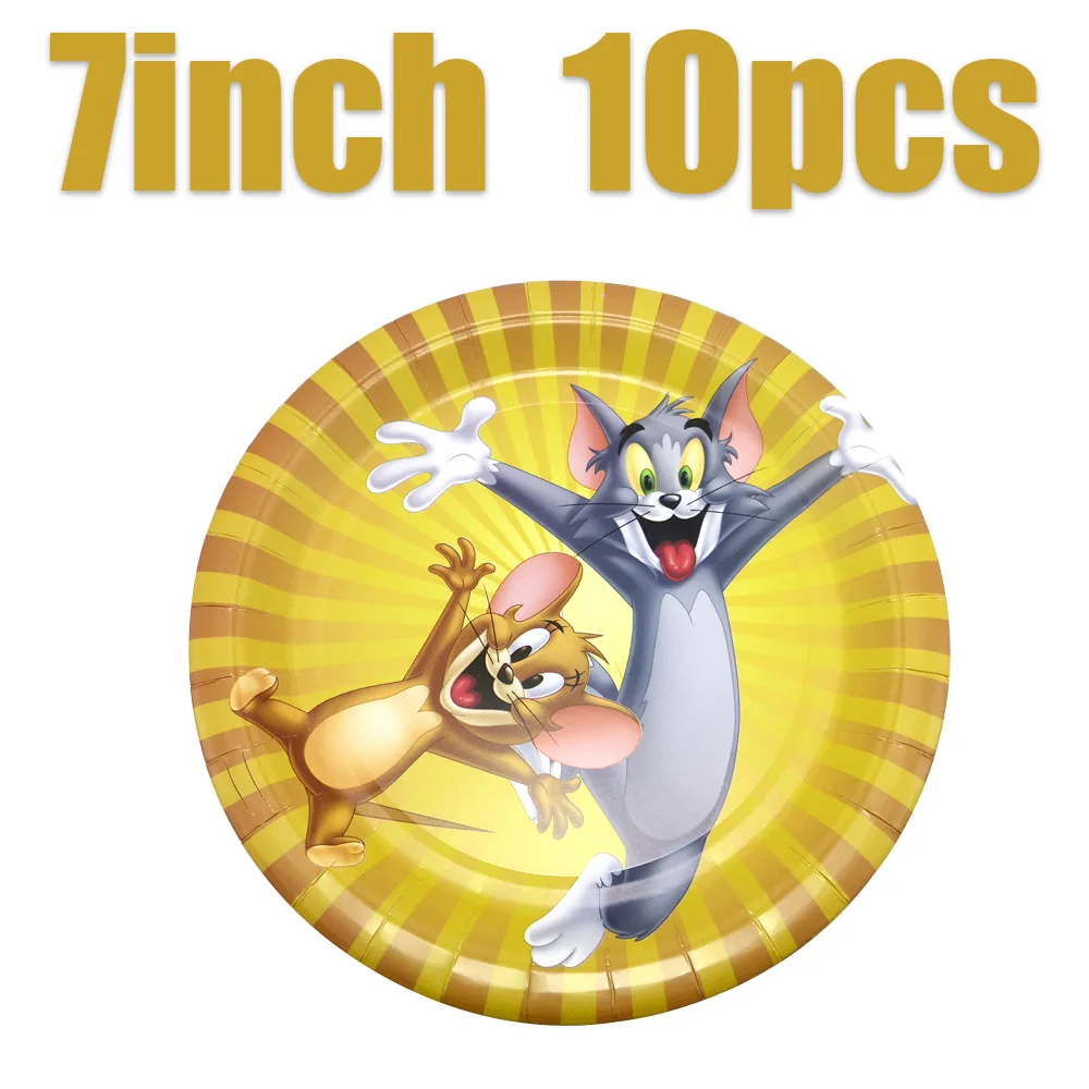 Tom und Jerry Partyzubehör Einweg-Tischgeschirr-Set mit Aufklebern Cartoon Katze Maus Geburtstagsdekoration für Kinder Babyparty – Detail 4