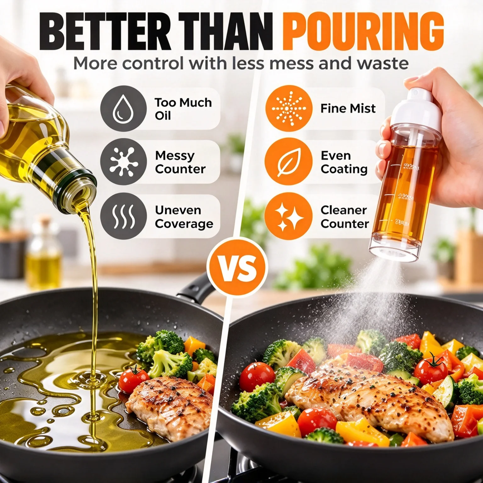 1/3pcs Plastic Oil Sprayer Spray Bottle Down-Spray Oil Bottle Leak-proof Food Grade for Oil Dispenser BBQ Baking Roasting Picnic
