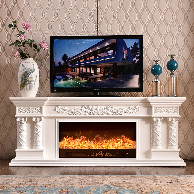 Electronic Fireplace 180cm Long Fake Flame Heating European Relief American Retro Classic Living Room Library Coffee Shop