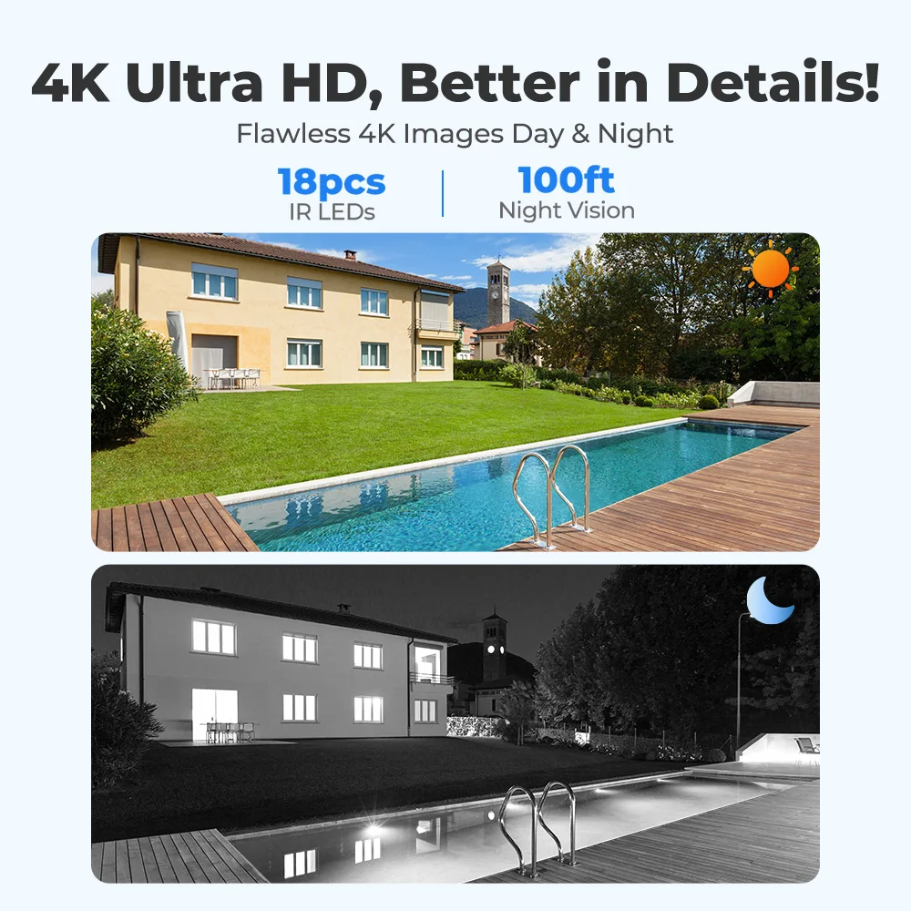 กล้องไอพีอัจฉริยะชั้นนำ4K 8MP POE กล้องกระสุนการมองเห็นได้ในเวลากลางคืนอินฟาเรดกลางแจ้งพร้อม RLC-810A ตรวจจับบุคคล/ยานพาหนะ