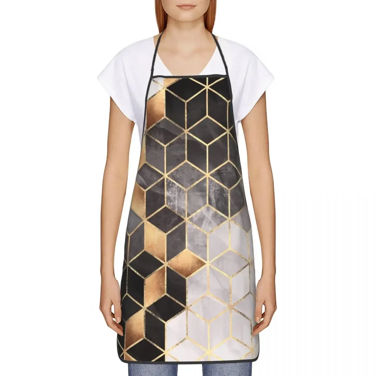 Custom Bib Smoky Cubes Geometric Pattern Aprons Men Women Unisex Adult Chef Kitchen Cooking Abstract Tablier Cuisine Gardening