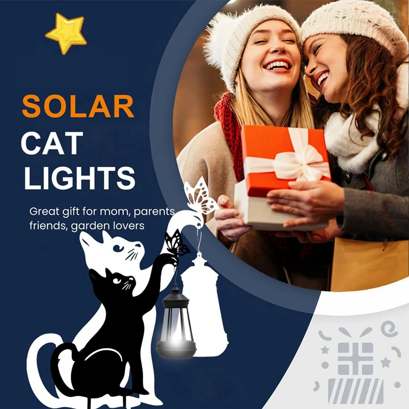 Solar Black Cats Light, Decoração do jardim ao ar livre, pátio, caminho, gramado, terraço