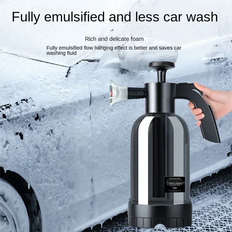 2L Car Window Cleaning Hand Pump Foam Sprayer with 3 Types of Nozzle Hand Pneumatic Foam Cannon Snow Foam Car Wash Spray Bottle