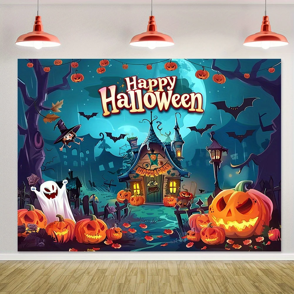 Spooky Halloween Tapestry Wall Hanging Decor Haunted House Pumpkin Autumn Fall Party Banner Art Seasonal Home Decor