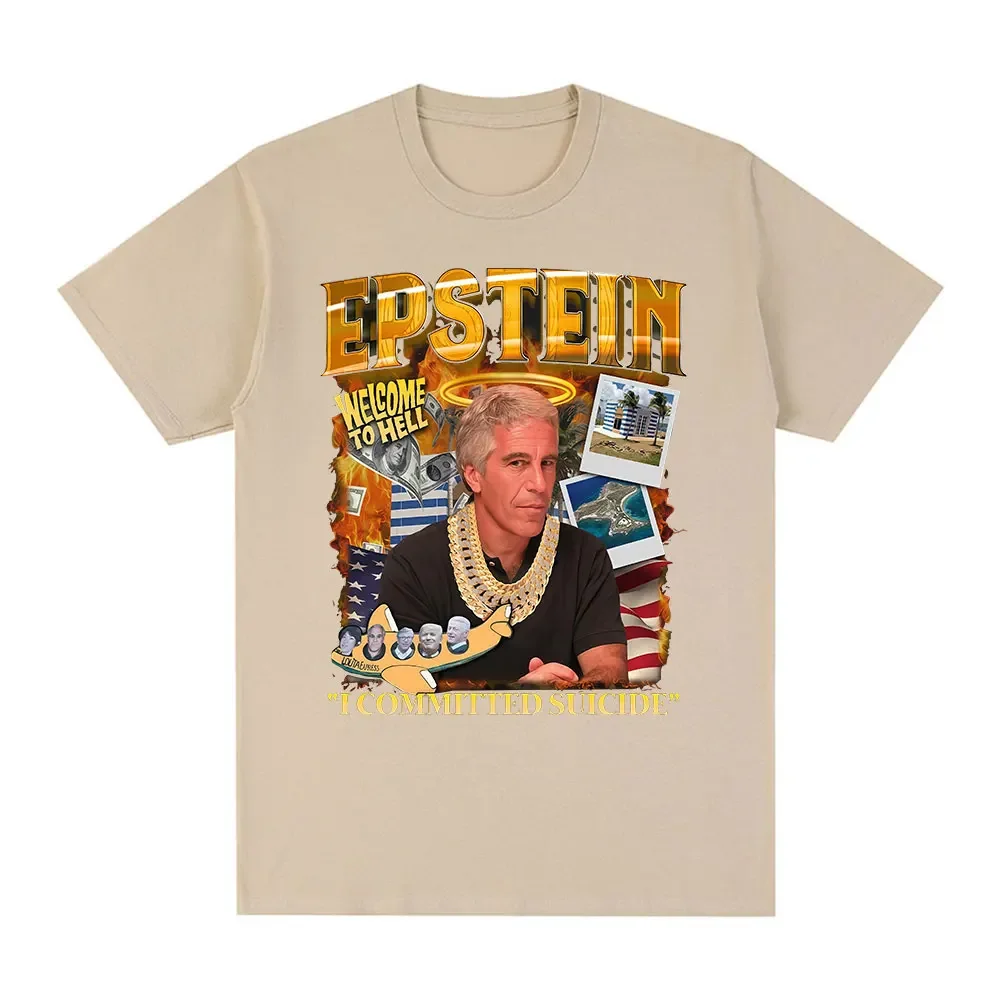 مثيرة للاهتمام جيفري إبستين تصميم تي شيرت الرجال والنساء موضة ريترو قصيرة الأكمام شخصية عادية بسيطة القطن عادية #6