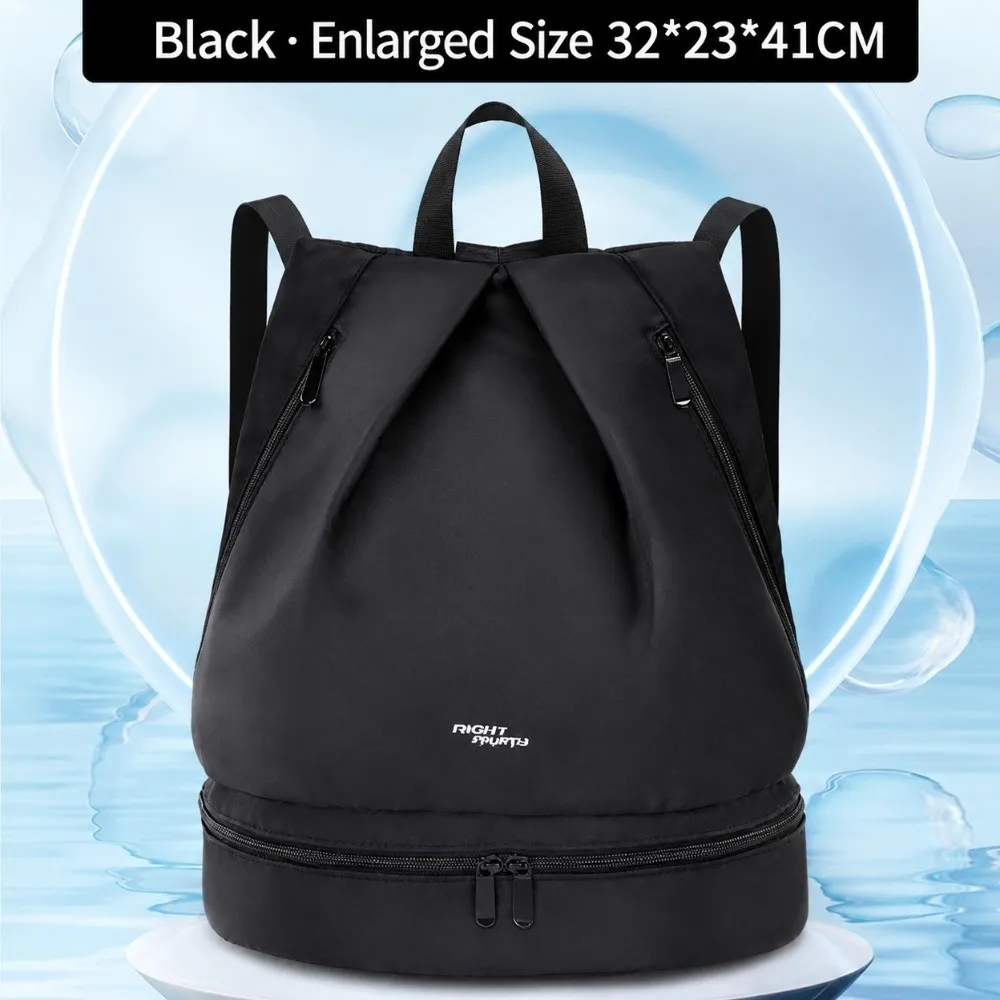 Portable Waterproof Backpack Shoe Compartment Multi-pockets Swimming Bag Zip Closure Shower Ready Fitness Storage Bag Travel Use
