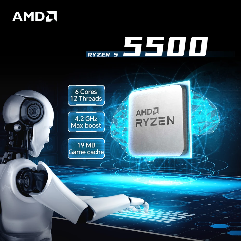 AMD Ryzen 5 5500 NEW 6-Core 12-Thread 65W 7NM L3=16M 3.6GHz Gaming Processor DDR4 R5 5500 Socket AM4 but without fan
