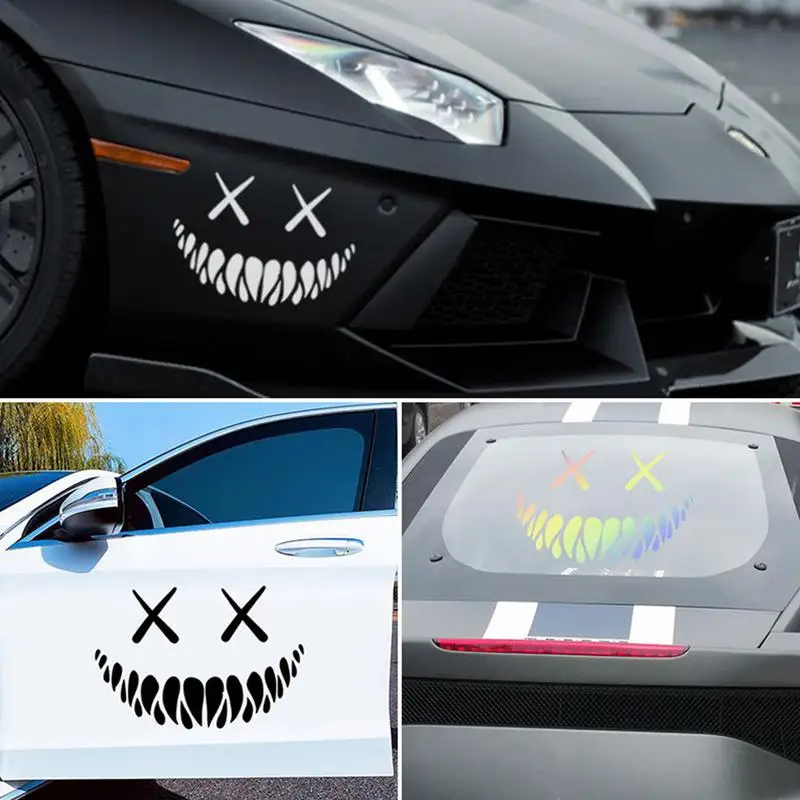 Car Window Decals Cool Car Sticker Reflective Effect Smile Devil Face Car Sticker Attractive Home Decor For Laptop Car Wall