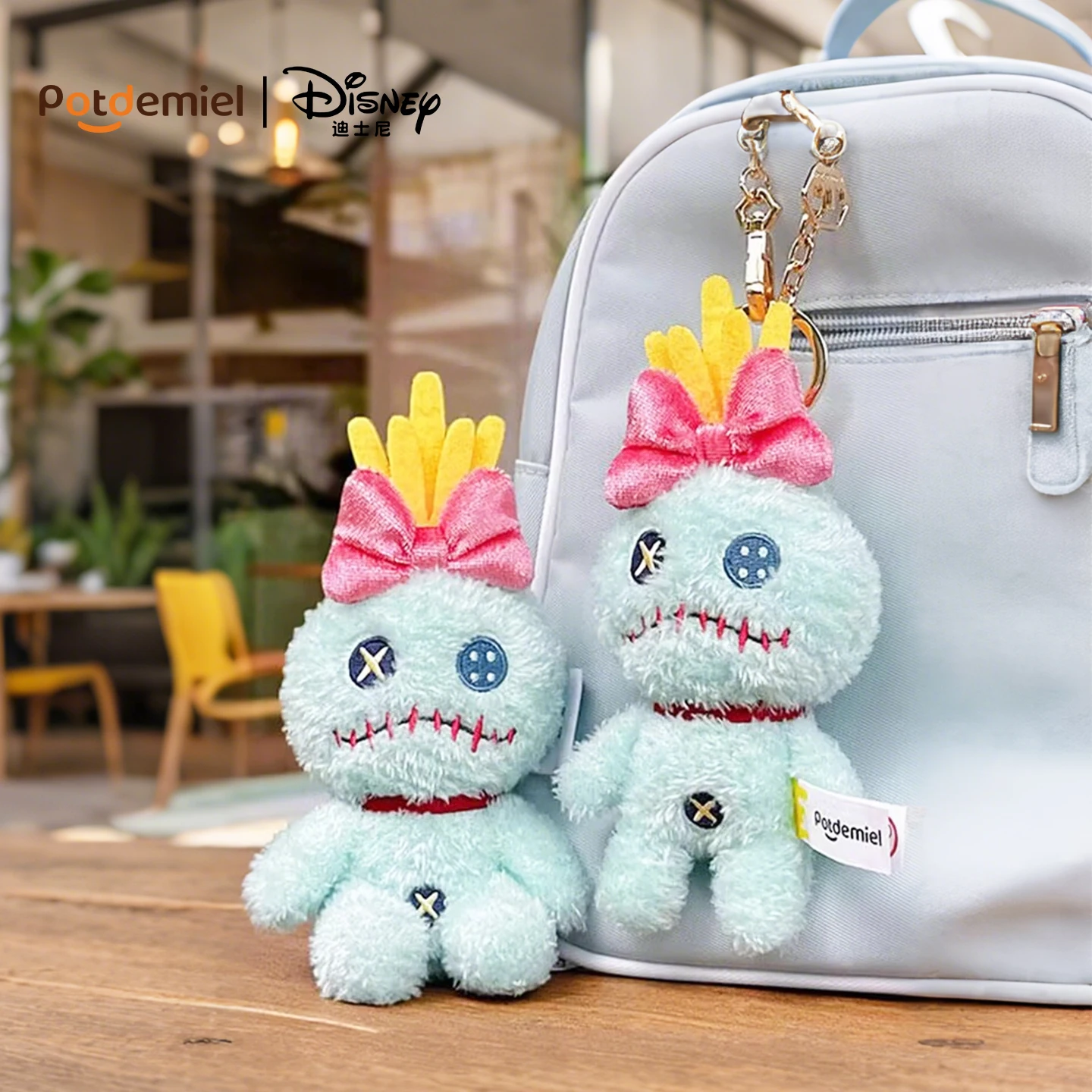 New Genuine Disney Lilo & Stitch Scrump Cute Plush Toy Small Gold Keyring Keychain Stuffed Toy Backpack Pendant Christmas Gift