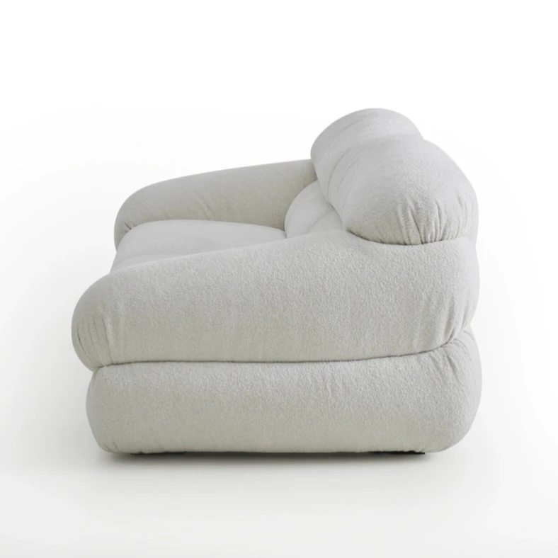 

#@Light French Retro Style Fluffy Sofa Designer Cloth Sofa Family Living Room Comfortable Three-person Sofa for Lazy People