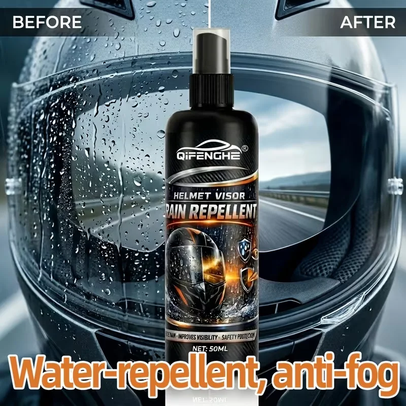 Helmet Visor Rain Repellent Spray, 50ml Waterproof Coating for Motorcycle Helmet, Anti-fog & Anti-rain