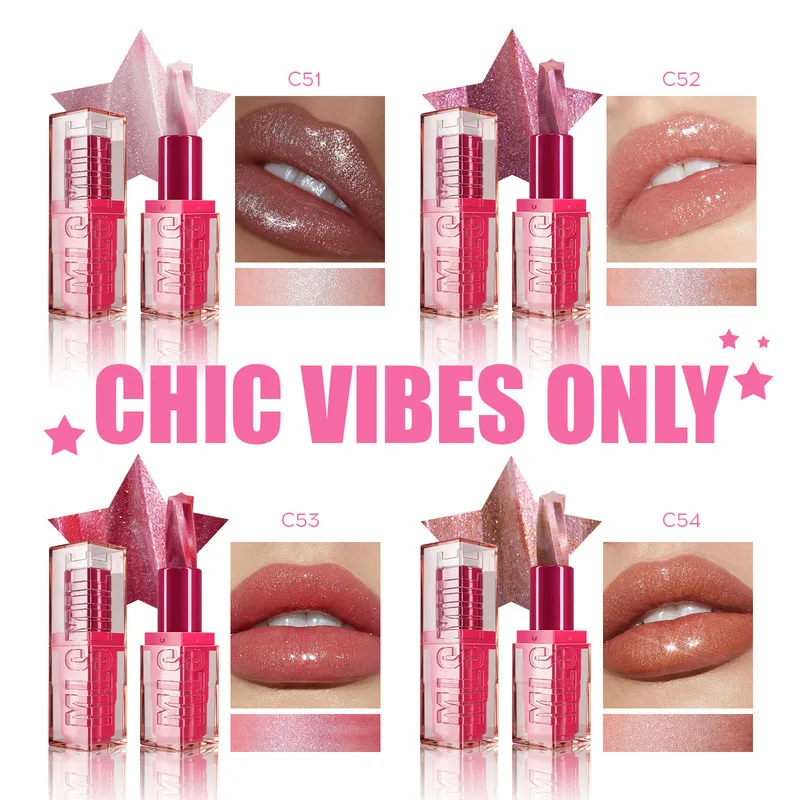 

MLSMILE 4-Color Flashing Pentagram Spiral Moisturizing Easy-To-Apply Pearlescent Lipstick