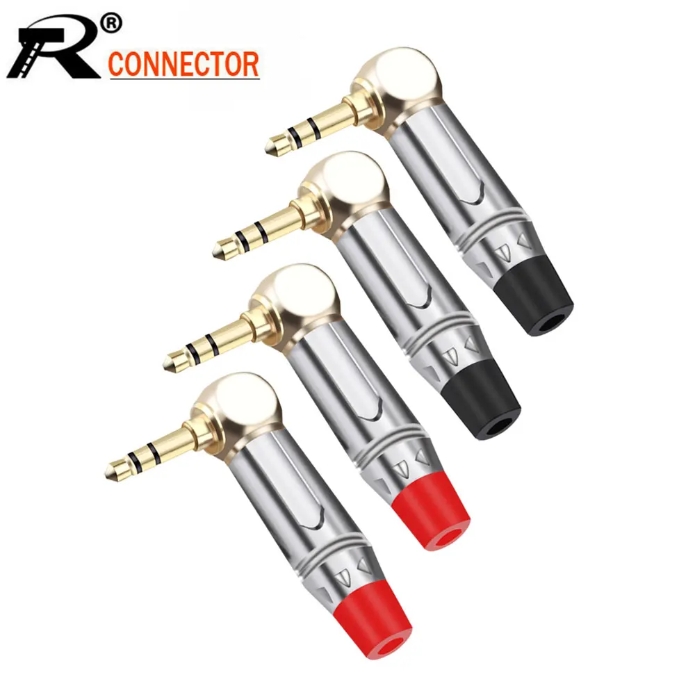 10pcs L Shape 90 Degree 3.5mm 3 Poles Stereo Male Plug Right Angle Zinc alloy Tube Plug Soldering Headphone Jack Connector