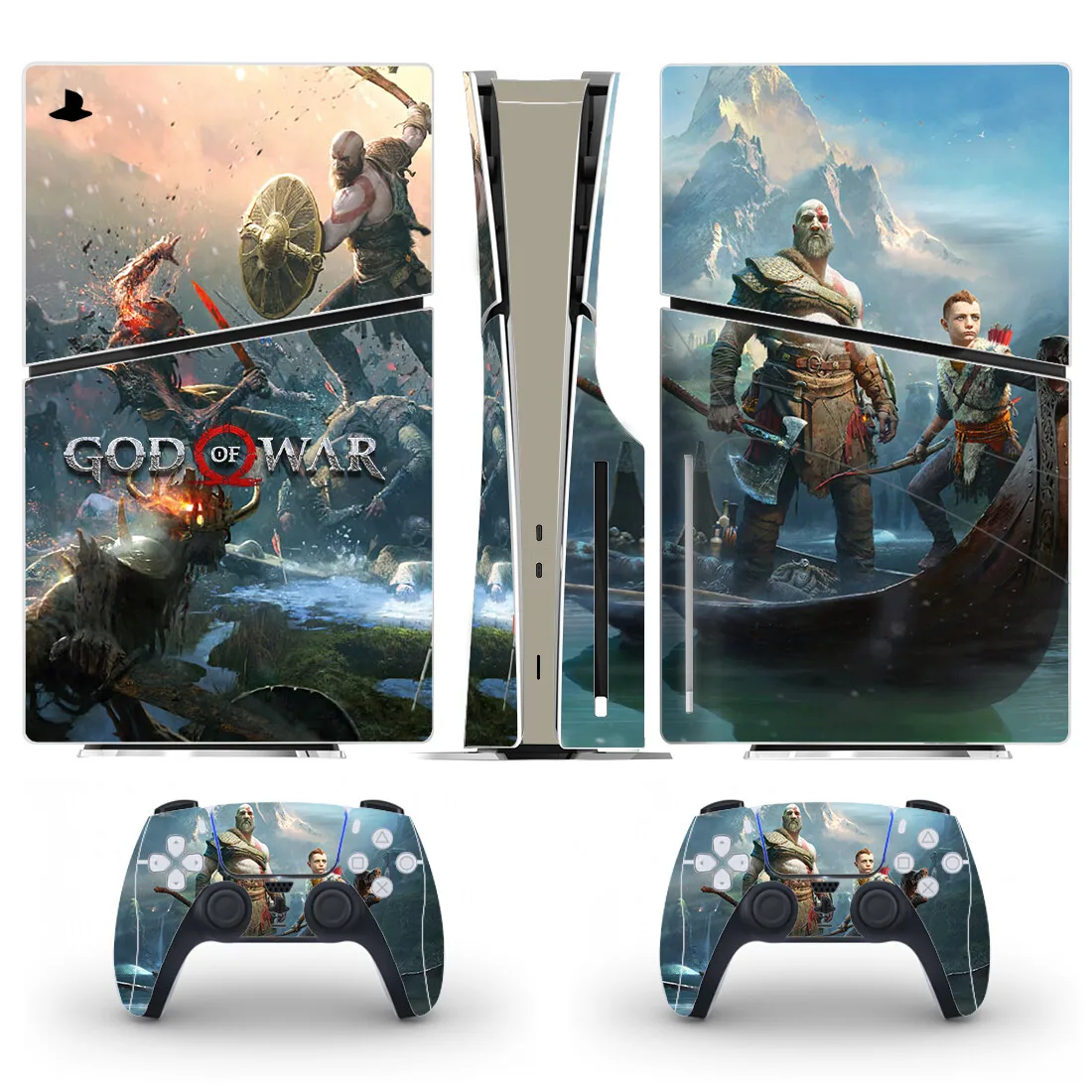 God of War Game PS5 سليم القرص الجلد ملصق ، غطاء لاصق لامع لوحدة التحكم و 2 وحدات تحكم ، الفينيل ، جديد