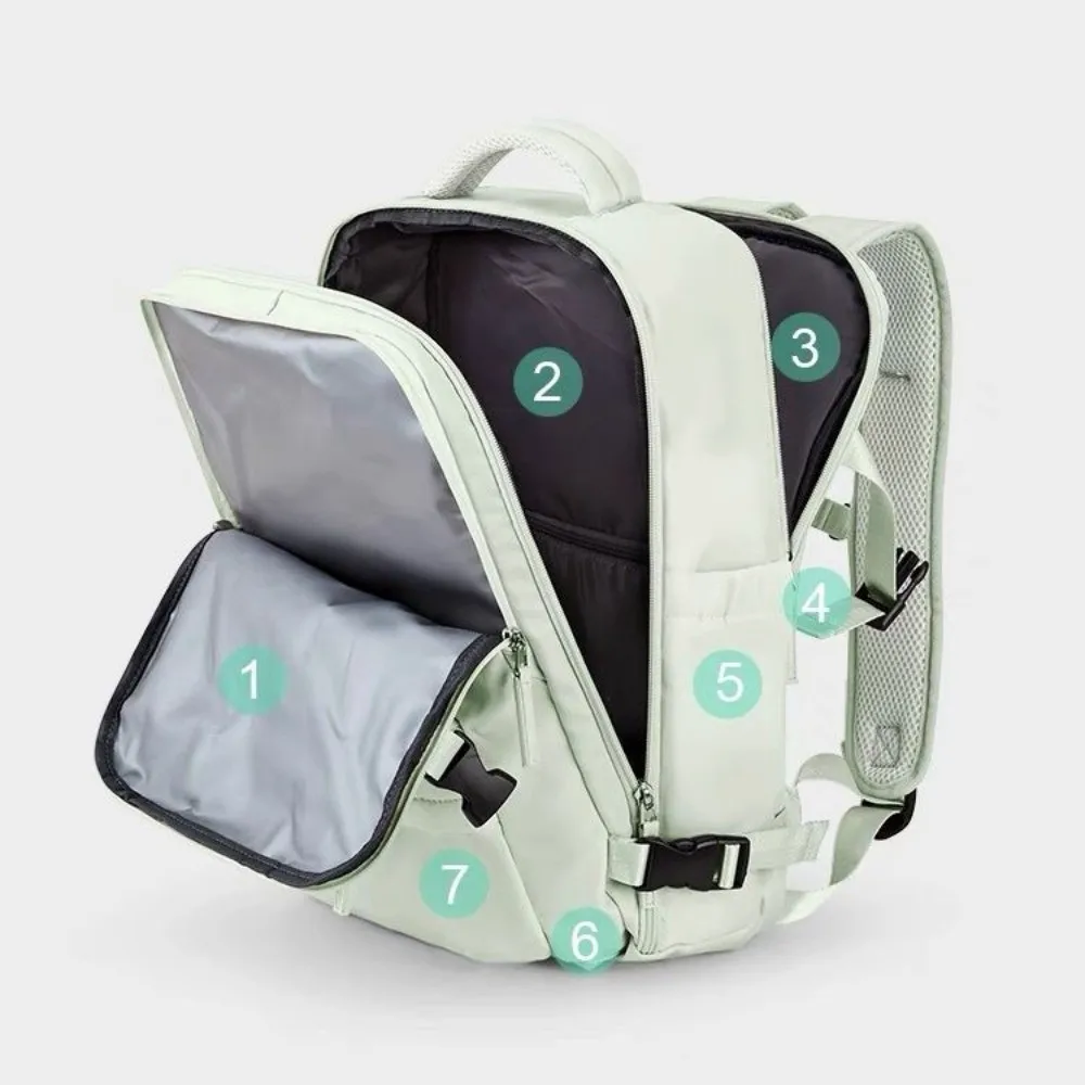 

Independent Shoe Compartment Travel Luggage Backpack External USB Charging Port Sponge Back Pad Large Capacity Boarding Bag
