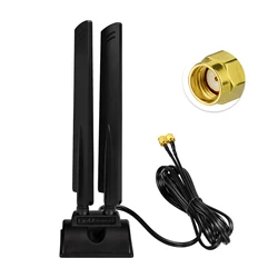 Superbat WiFi 6E Tri-Band 6GHz 5GHz 2.4GHz RP-SMA Magnet Mount Base Antenna for PC Desktop Computer Motherboard Wukong Game PC