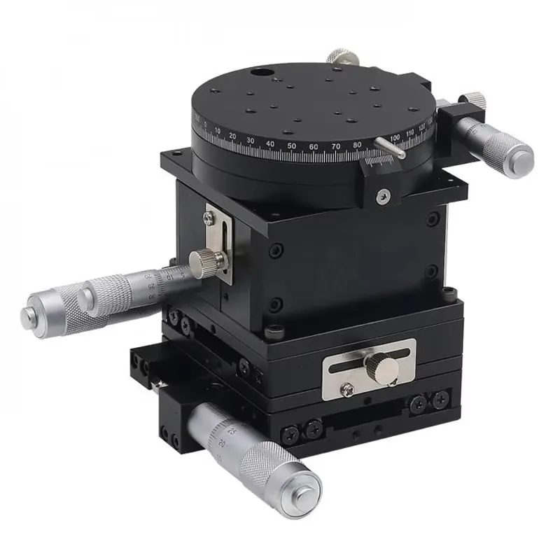 80x80mm Crossed Guide Rail SEMXYZR-80 XYZR 4-Axis Micrometer Manual Linear Stage Precision Positioning Tool