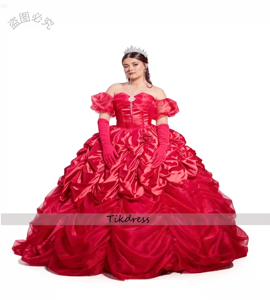 Cinderela vermelho vestidos de 15 quinceañera 2026 vestido de baile babados traje doce 16 vestido glamouroso vestidos de 15 anos xv para