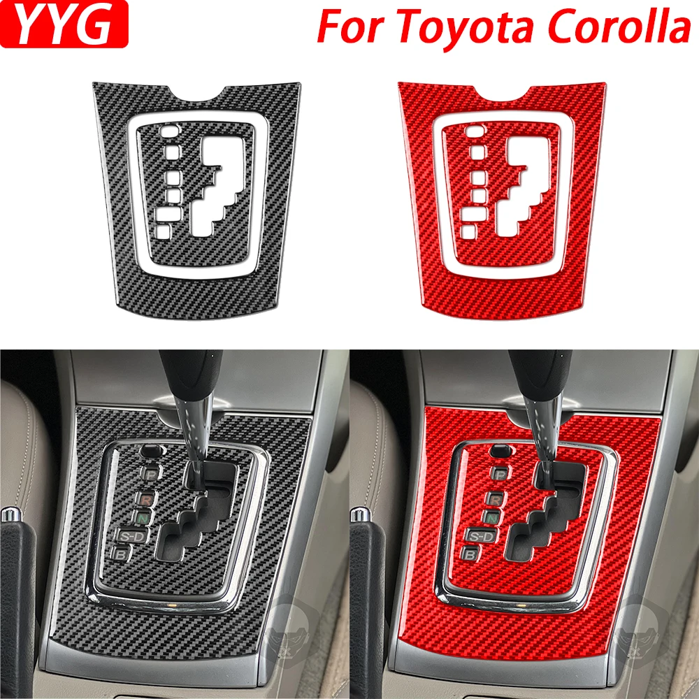 For Toyota Corolla 2007-2013 Car Accessories Carbon Fiber Gear Shift Panel Suit Cover Trim Interior Sticker Modification