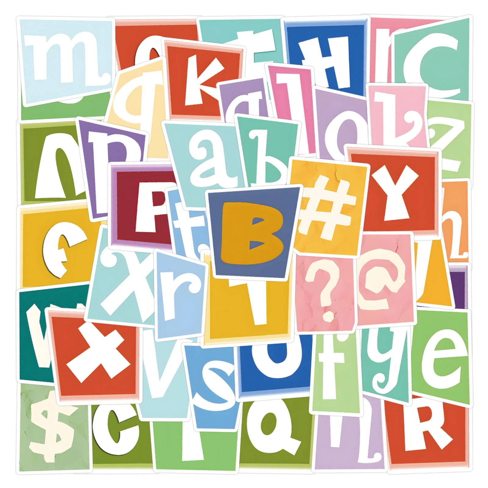 

55PCS English letters Doodle Cartoon English Decorative DIY Skateboard Guitar iPad Suitcase Waterproof Stickers Children's Toys