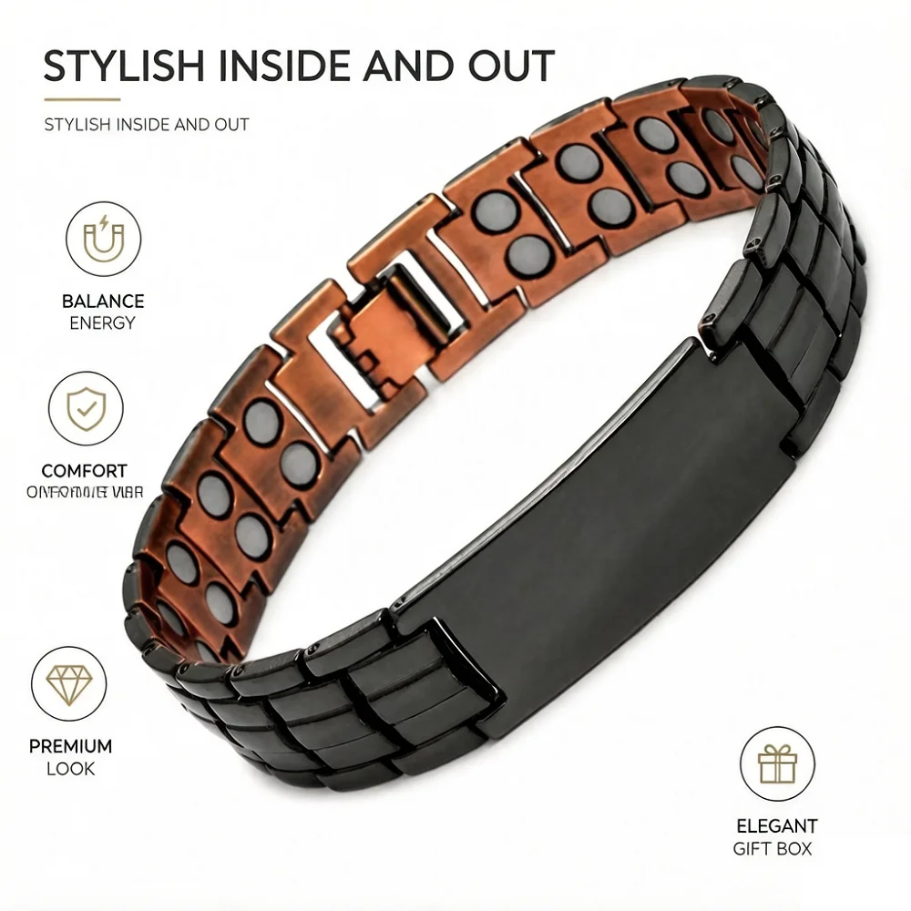 Herren Glaubens-Kreuz Magnetisches Balance-Armband Zinklegierung Edelstahl Bibelvers Gebets-Armreif Geschenk für Christen