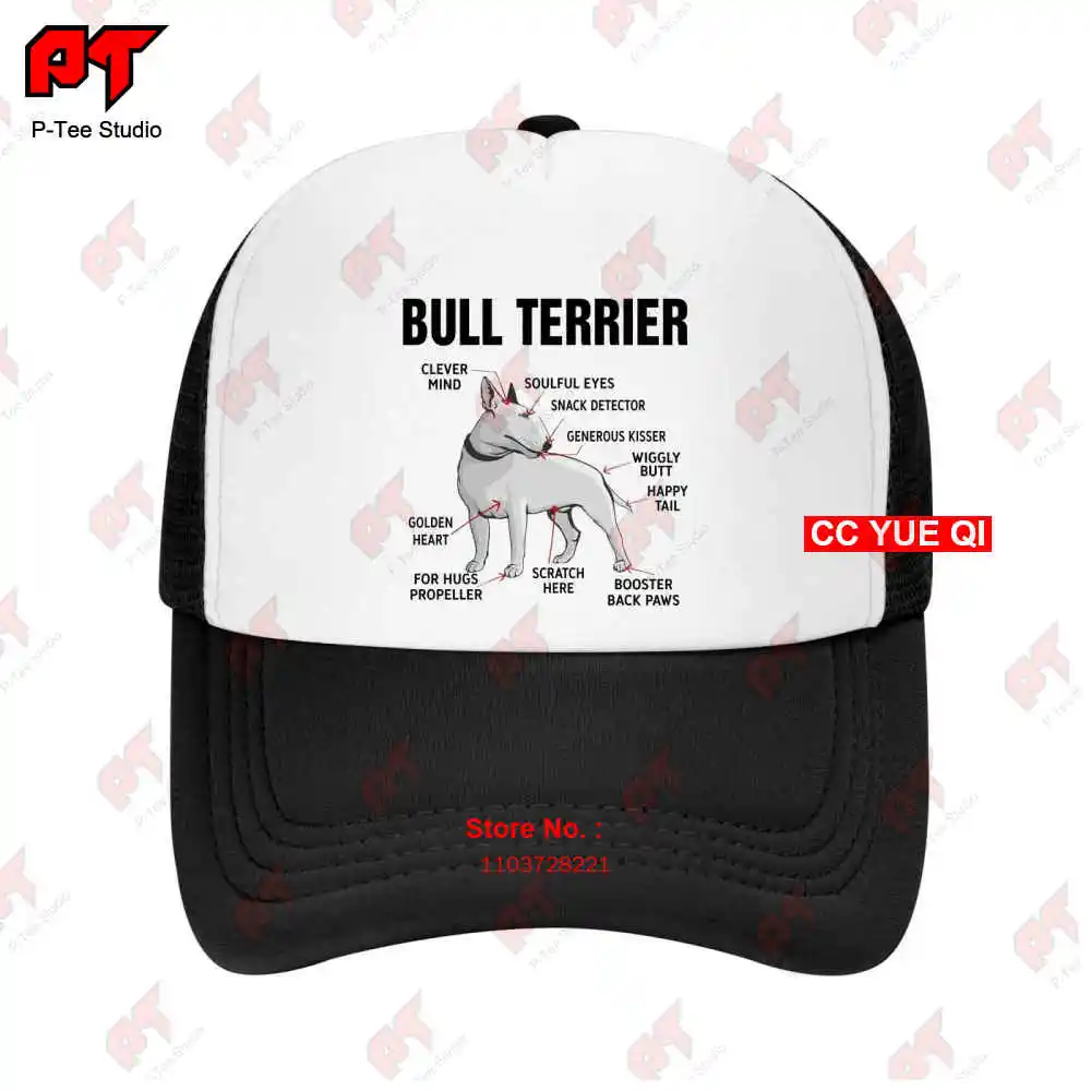 Bull Terrier Breed Dog Vector Art Anatomy Tattoo Funny Pet Lovers Baseball Caps Truck Cap LTSP