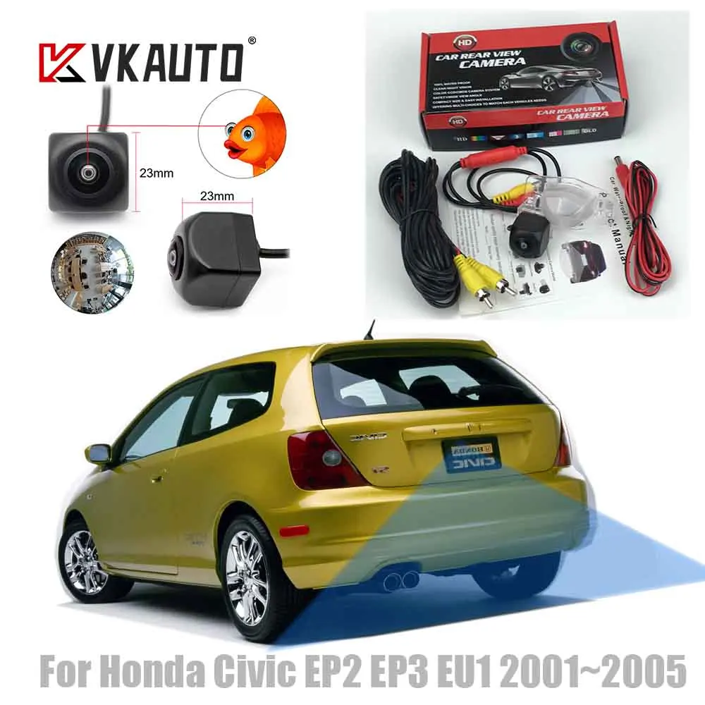 VKAUTO Fish Eye Rear View Camera For Honda Civic EP2 EP3 EU1 Civic EU 2001~2005 Civic Coupe 2012~2015 Reversing Camera CCD HD