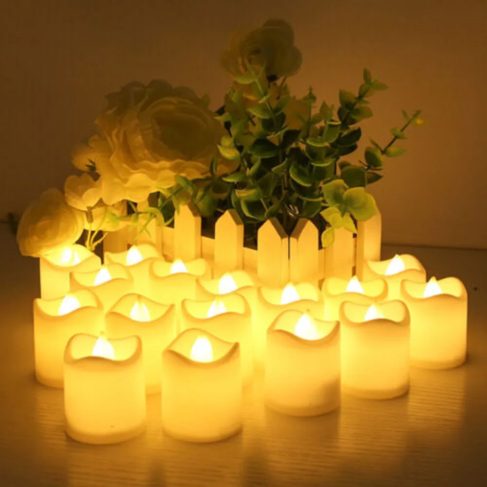 12Pcs Flameless Flickering Teardrop Led Candles Light Tealight Led Candles Lamp Electronic Votive Led Lamp Halloween Home Decor